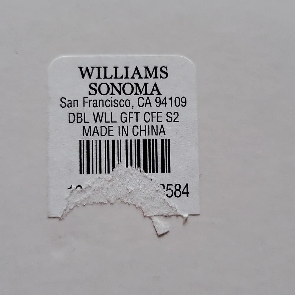 Williams Sonoma Double Wall Coffee Mugs - Clear. NEW IN BOX